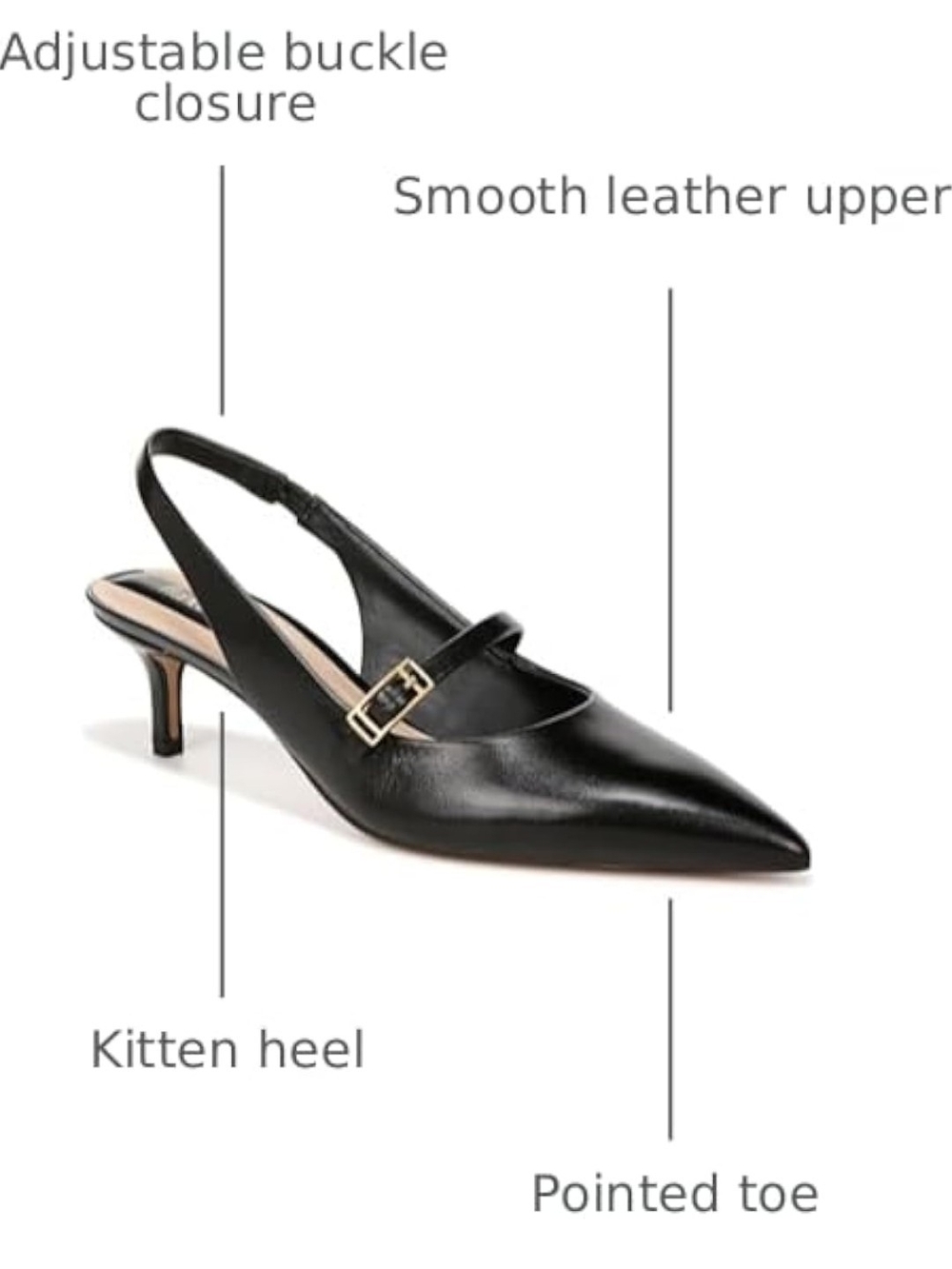 (170)

Franco Sarto Khloe Pointed Toe Slingback Kitten Heel Size 8W - Picture 4 of 16